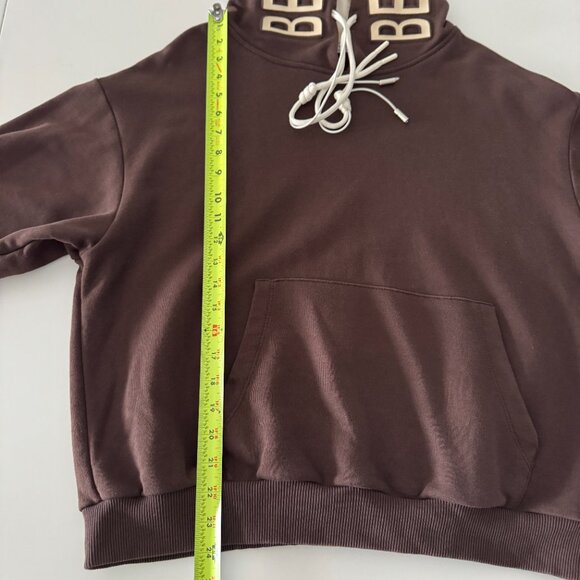 Women Loose Drop Shoulder Drawstring Hoodie Sweatshirt Brown, Size M/38 - Picture 14 of 17